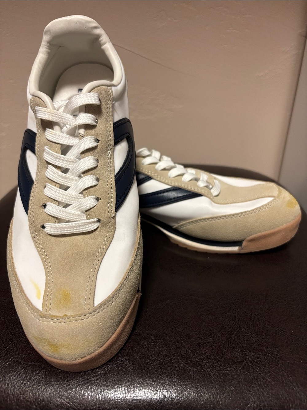 Tretorn Kristine White Sneakers with Beige 6.5